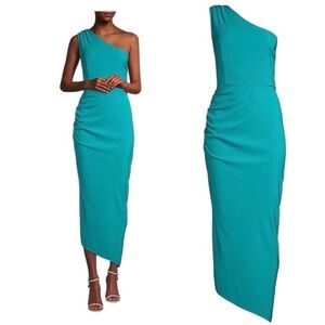 Hutch Size XS Monty Asymmetric Column Dress Midi Cocktail Scuba Blue Teal NWT